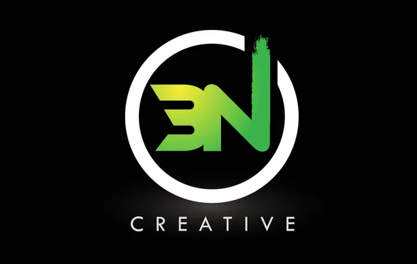 Green White Brush Letter Logo Design Creative Brushed Letters Icon — Stockvektor