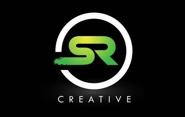 Green White Brush Letter Logo Design Creative Brushed Letters Icon — Vector de stock