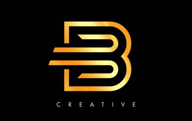 B Harfi Logosu Altın Çizgiler ve Minimalist Tasarım Vektörü