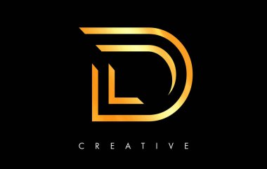 Altın Çizgiler ve Minimalist Tasarım Vektörlü D Harfi Logosu Monogramı