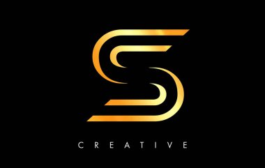 S Harfi Logosu Altın Çizgiler ve Minimalist Tasarım Vektörü