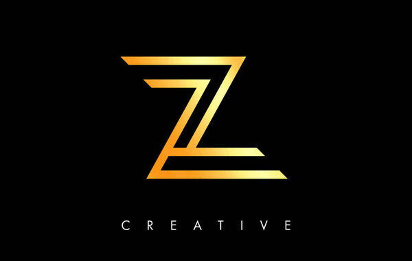Z Letter Logo Monogram with Gold Golden Lines and Minimalist Design Vector