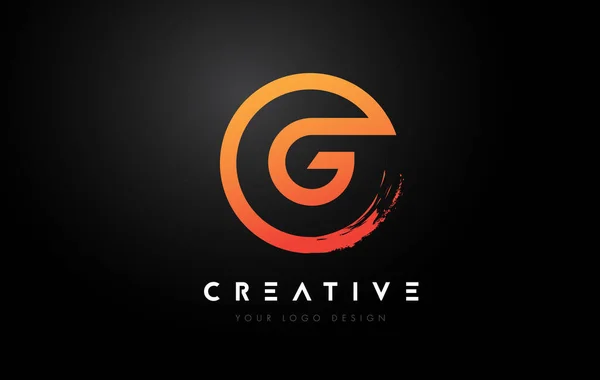 Orange Circular Letter Logo Circle Brush Design Black Background — стоковый вектор