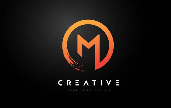 Orange Circular Letter Logo Circle Brush Design Black Background — Vetor de Stock