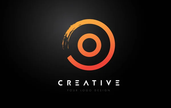 Orange Circular Letter Logo Circle Brush Design Black Background — стоковий вектор