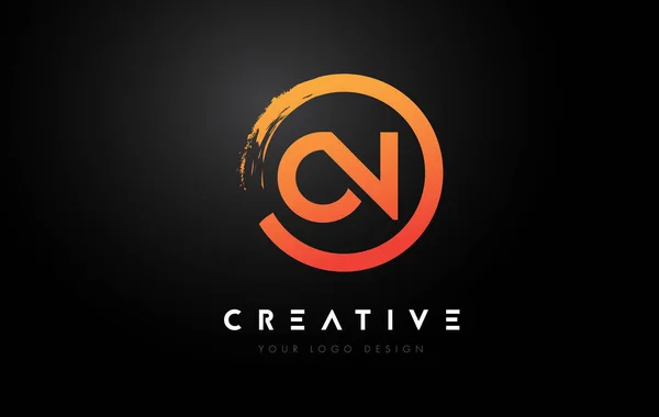 Orange Circular Letter Logo Circle Brush Design Black Background — 스톡 벡터