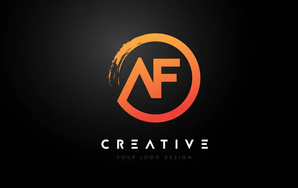Orange Circular Letter Logo Circle Brush Design Black Background — Image vectorielle