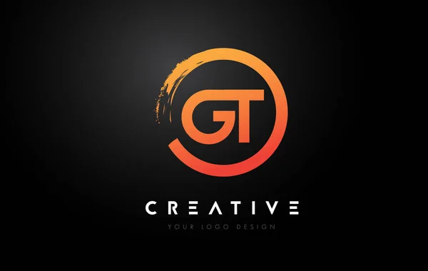 Orange Circular Letter Logo Circle Brush Design Black Background — стоковий вектор