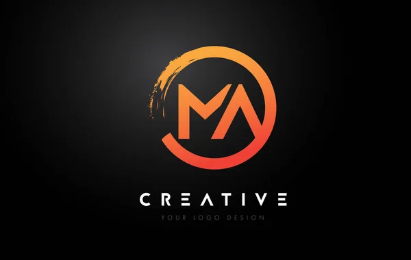 Orange Circular Letter Logo Circle Brush Design Black Background — Stock vektor