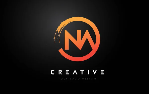 Orange Circular Letter Logo Circle Brush Design Black Background — Stock Vector