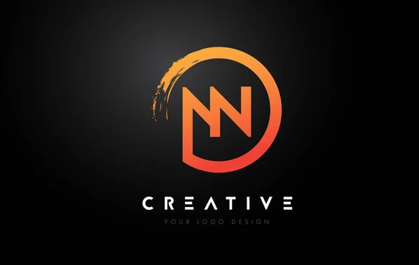 Orange Circular Letter Logo Circle Brush Design Black Background — Vector de stock