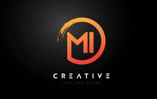 Orange Circular Letter Logo Circle Brush Design Black Background — 图库矢量图片