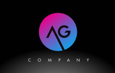 Mor Neon Mavi Renkli ve Dairesel Tasarımlı AG Harf Logosu Tasarımı Simgesi