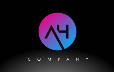 AH Harf Logosu Mor Neon Mavi Renkleri ve Dairesel Tasarımı olan Simge Tasarımı