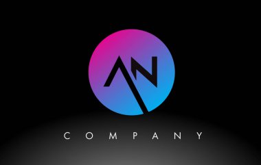 Mor Neon Mavi Renkli ve Dairesel Tasarımlı Bir Harf Logosu Tasarımı Simgesi