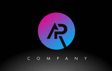 AP Harfi Logo Tasarımı Mor Neon Mavi Renkleri ve Dairesel Tasarımı olan Simge