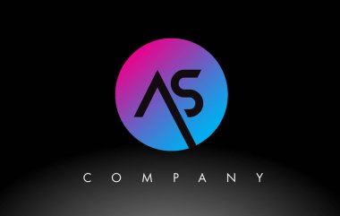 AS Harfi Logo Tasarımı Mor Neon Mavi Renkli ve Dairesel Tasarımlı Simge