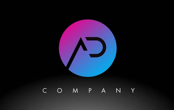 Letter Logo Design Icon Purple Neon Blue Colors Circular Design — Stok Vektör