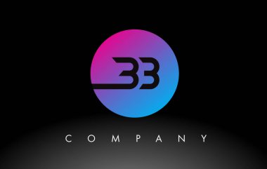 Mor Neon Mavi Renkli ve Dairesel Tasarımlı BB Harf Logosu Tasarımı Simgesi
