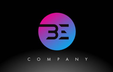 BE Harfi Logo Tasarımı Mor Neon Mavi Renkli ve Dairesel Tasarımlı Simge
