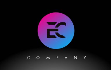 AK Mektup Logosu Mor Neon Mavi Renkleri ve Dairesel Tasarımı olan Simge Tasarımı