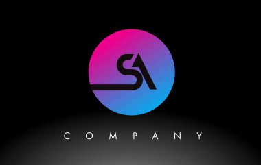 SA Harfi Logo Tasarımı Mor Neon Mavi Renkli ve Dairesel Tasarımlı Simge