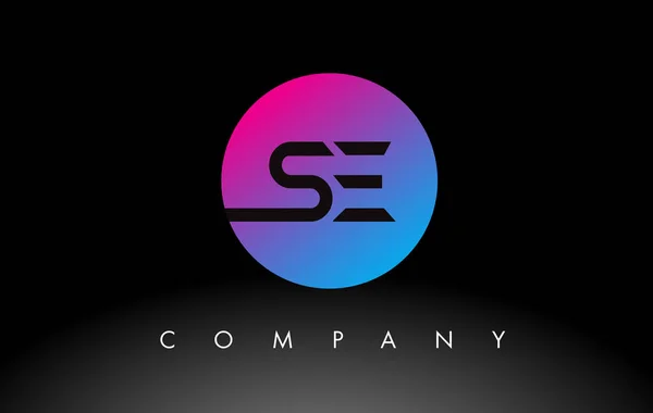 Letter Logo Design Icon Purple Neon Blue Colors Circular Design — Wektor stockowy