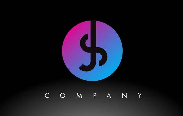 Letter Logo Design Icon Purple Neon Blue Colors Circular Design — стоковий вектор