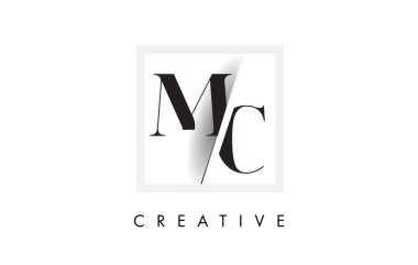 MC Serif mektup Logo tasarımı yaratıcı kesim kesişti.