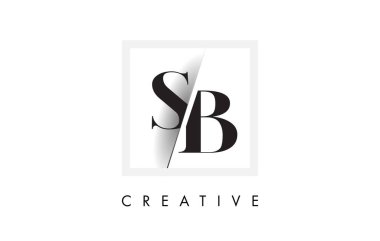 SB Serif mektup Logo tasarımı yaratıcı kesim kesişti.