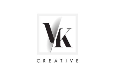 VK Serif mektup Logo tasarımı yaratıcı kesim kesişti.