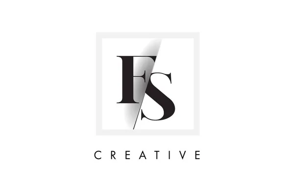 Serif Lettre Logo Design Avec Coupe Créative Recoupée — Image vectorielle
