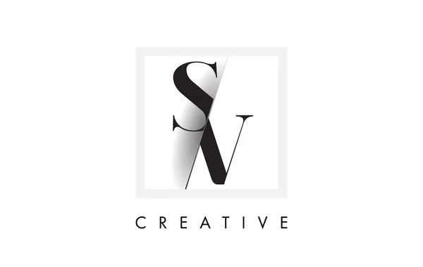 Serif Lettre Logo Design Avec Coupe Créative Recoupée — Image vectorielle