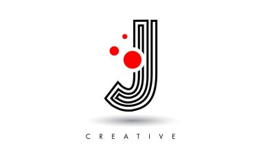Satırlardan oluşan J Harfi Logo Mektubu. Monogram Biçim Harf Vektörü
