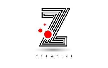 Çizgilerden yapılmış Z Harfi Logo Mektubu. Monogram Biçim Harf Vektörü
