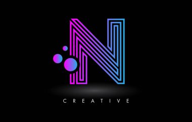 Purple Lines N Letter Logo Letter made of Lines. Monogram Style Letter Icon Vector