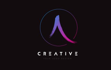 Creative Colorful A Brush Letter Logo Design. Artistic Handwritten Letters Logo Concept.