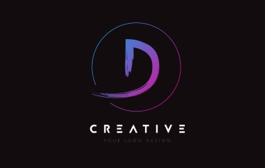 Creative Colorful D Brush Letter Logo Design. Artistic Handwritten Letters Logo Concept.