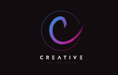 Creative Colorful C Brush Letter Logo Design. Artistic Handwritten Letters Logo Concept.