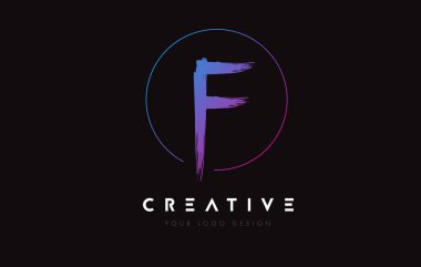 Creative Colorful F Brush Letter Logo Design. Artistic Handwritten Letters Logo Concept.
