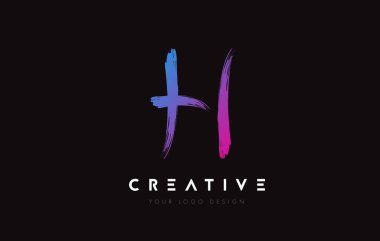 Creative Colorful H Brush Letter Logo Design. Artistic Handwritten Letters Logo Concept.
