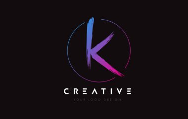 Creative Colorful K Brush Letter Logo Design. Artistic Handwritten Letters Logo Concept.