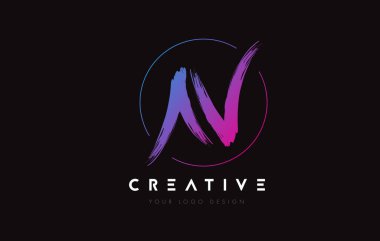 Creative Colorful N Brush Letter Logo Design. Artistic Handwritten Letters Logo Concept.