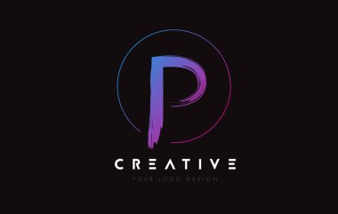 Creative Colorful P Brush Letter Logo Design. Artistic Handwritten Letters Logo Concept.