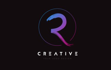 Creative Colorful R Brush Letter Logo Design. Artistic Handwritten Letters Logo Concept.
