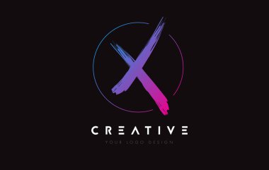 Creative Colorful X Brush Letter Logo Design. Artistic Handwritten Letters Logo Concept.