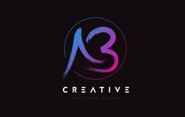 Creative Colorful AB Brush Letter Logo Design. Artistic Handwritten Letters Logo Concept.