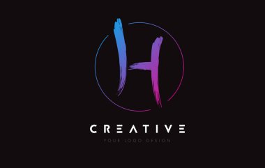 Creative Colorful H Brush Letter Logo Design. Artistic Handwritten Letters Logo Concept.