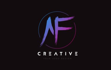 Creative Colorful AF Brush Letter Logo Design. Artistic Handwritten Letters Logo Concept.