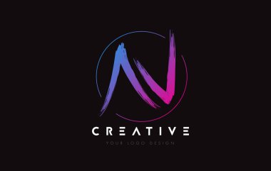 Creative Colorful AN Brush Letter Logo Design. Artistic Handwritten Letters Logo Concept.